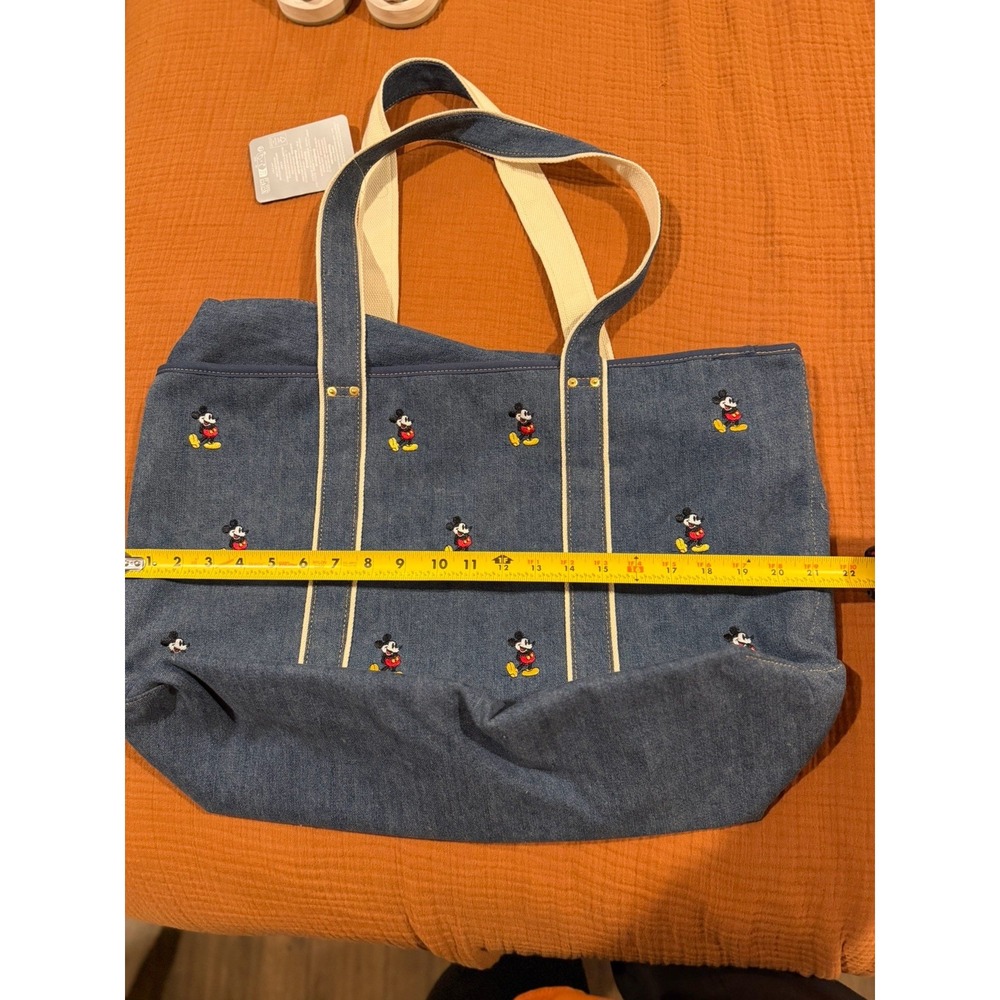 Disney Parks Disneyworld Denim Mickey Mouse Tote Bag New Embroidered